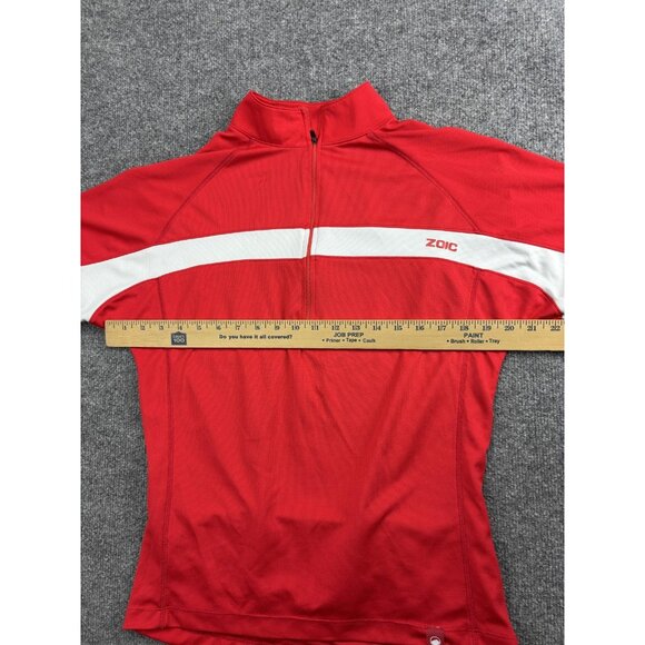 ZOIC Shirt Mens Medium Red White Cycling Jersey Half Zip Short Sleeve Bike - Picture 2 of 6